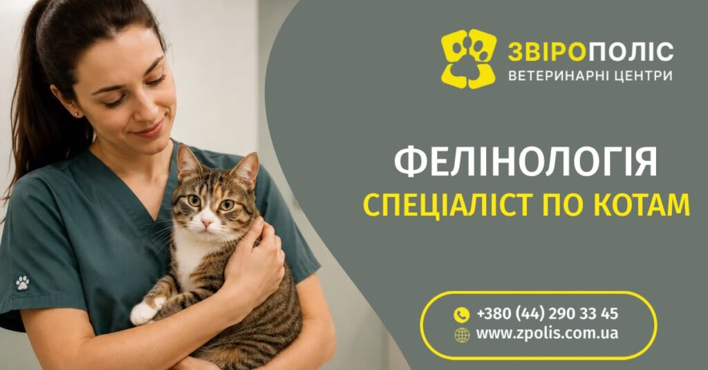 Ветеринар-фелінолог проводить огляд кота у клініці Звірополіс